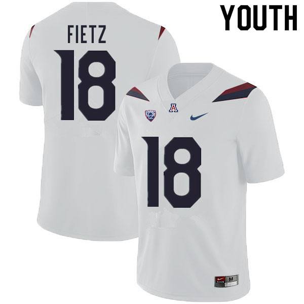 Youth #18 Cameron Fietz Arizona Wildcats College Football Jerseys Sale-White